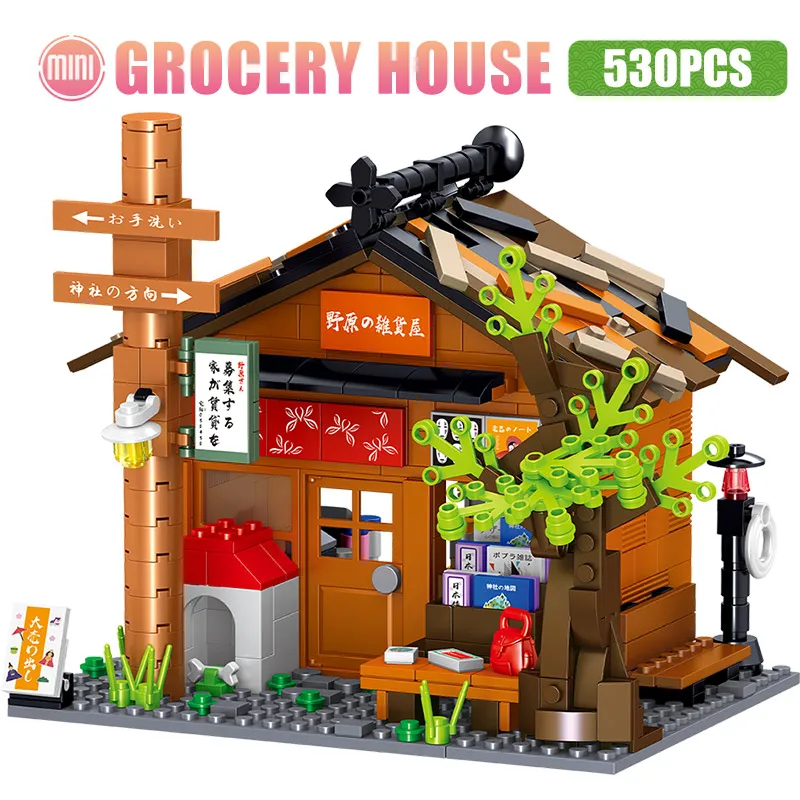 Mini Japoneză Snack Bar, Magazin Alimentar Restaurant Casa de Ceai Blocuri City Street View Magazin Modelul BricksToys Pentru Copii cadouri 3