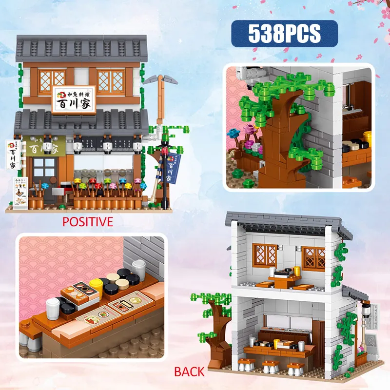 Mini Japoneză Snack Bar, Magazin Alimentar Restaurant Casa de Ceai Blocuri City Street View Magazin Modelul BricksToys Pentru Copii cadouri 4