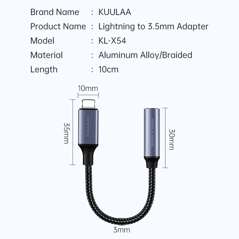 KUULAA Pentru iPhone pentru Casti de 3.5 mm Adaptor Pentru iPhone 12 11 Pro max X XR 8 7 Aux Jack de 3,5 mm Cablu Pentru ios Adaptor Accesorii 5