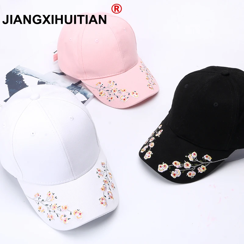 Femei pălării de Broderie de Bumbac Baseball Cap Snapback Sepci Hip Hop Pălării Casquette flori fete șapcă de Baseball transport gratuit 0