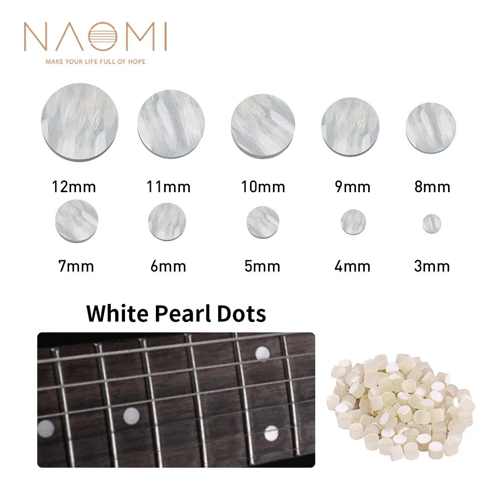 NAOMI 10 BUC Fretboard Chitara Puncte Grif Markeri Inlay Dots White Pearl Shell Puncte cu Diametrul De 3mm-12mm 0