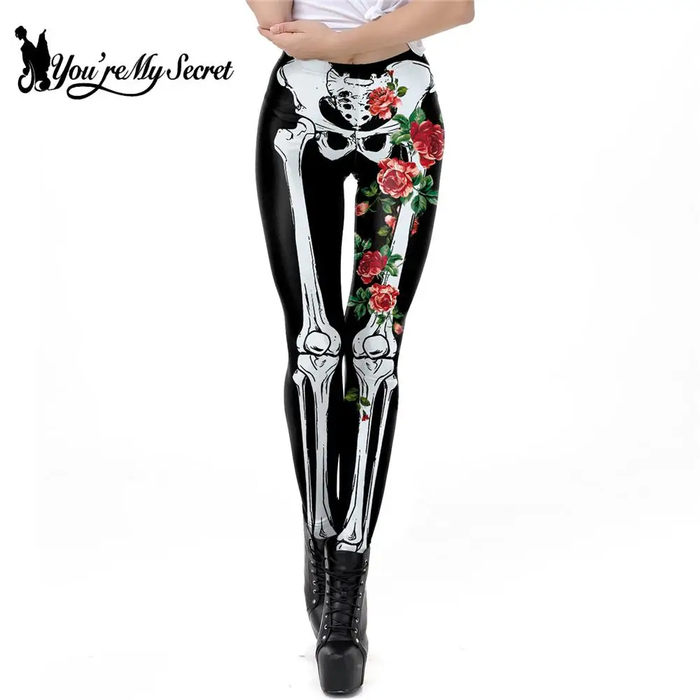 [Ești Secretul Meu] Clasic de Schelet Crescut Jambiere Pentru Femei de Imprimare 3D Legging de Moda de Halloween Pantaloni de Antrenament de Fitness Leggins 0