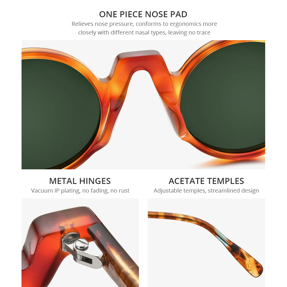HEPIDEM Acetat Polarizat ochelari de Soare Barbati 2022 Nou Retro Vintage Rotund Ochelari de Soare pentru Femei Nuante 9183T 3