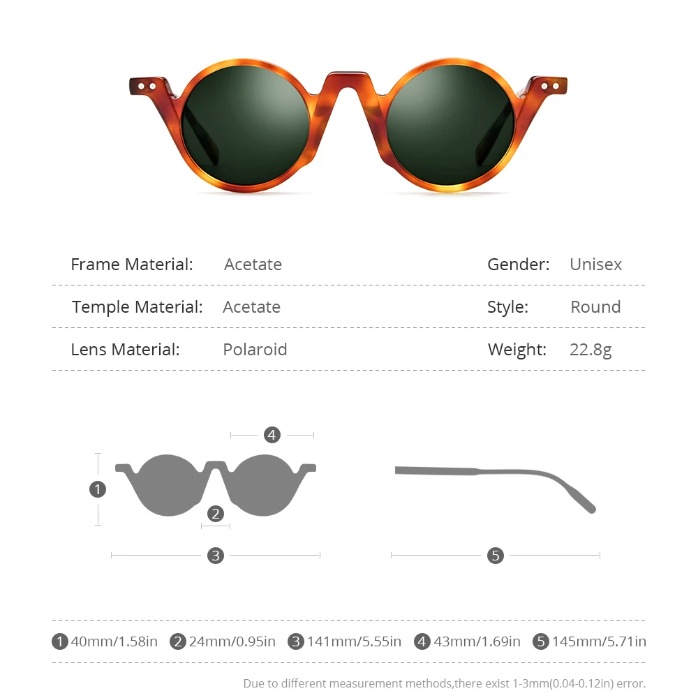 HEPIDEM Acetat Polarizat ochelari de Soare Barbati 2022 Nou Retro Vintage Rotund Ochelari de Soare pentru Femei Nuante 9183T 4
