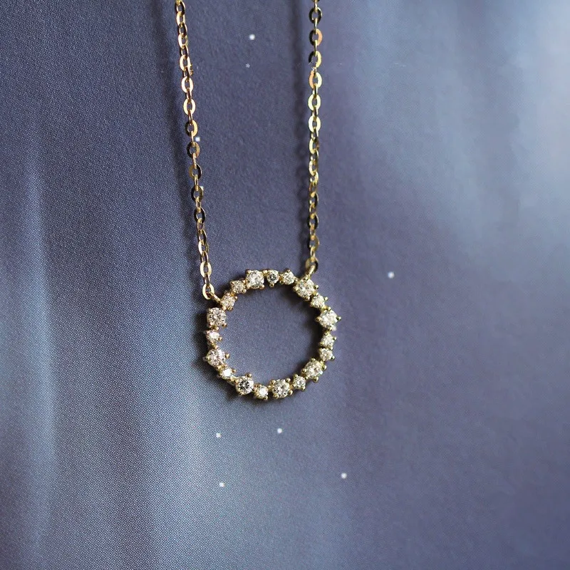 925 de Argint, Placare cu Aur de 14K Pavé Cristal Rotund Star Același Stil Colier Femei Partid de Moda Bijuterii Accesorii 5
