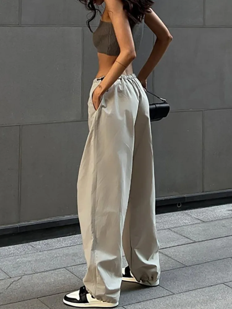 Solid Umflat Buzunarele De La Pantaloni Lungime Completă Casual Streetwear Pantaloni Femei Cordon De Moda Codrin Y2k Haine Pantaloni De Mujer 1