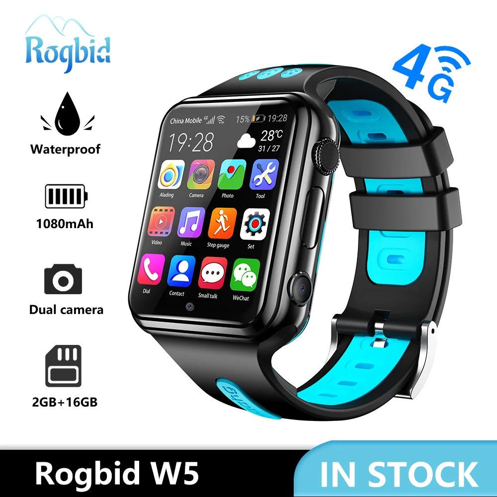 Rogbid W5 2GB 16GB+4G Copil Smartwatch Camera Dublă 1080mAh GPS WIFI Apel Video SOS Impermeabil Monitoriza Locația Tracker Telefon 0