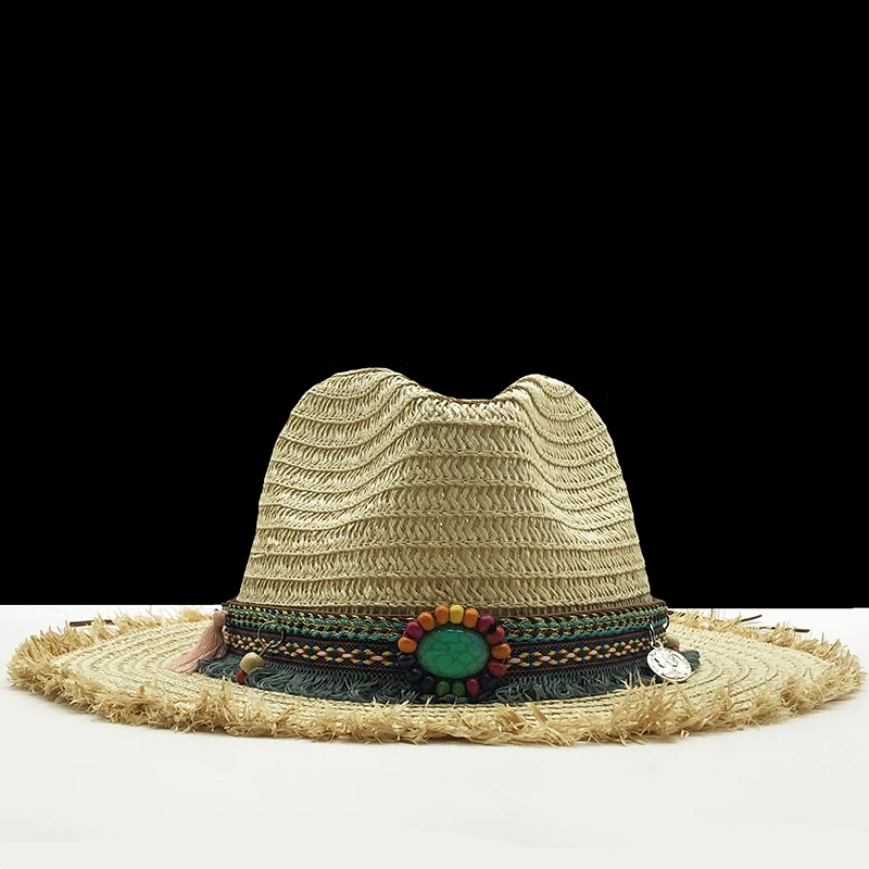 Pălării Panama Femei Vara Rafie Palarie De Soare Masculin Feminin Kaki Paie Smarald Decora 2020 Noua Moda Barbati Jazz Pălărie 0