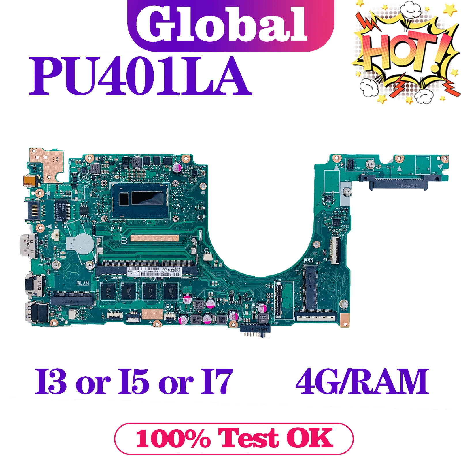 KEFU PU401L Placa de baza Pentru ASUS ASUSPRO ESSENTIAL PU401LA PU401LAC E401LA PRO401LA Placa de baza Laptop I5 I7 4th Gen 4GB/RAM DDR3L 0