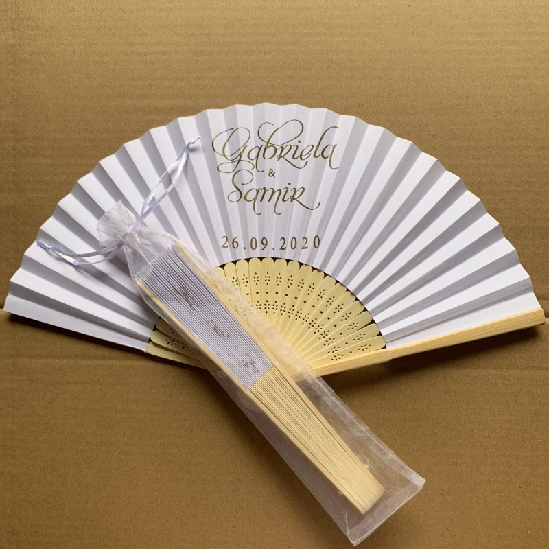 60PCS Bambus Personalizate Nunta Fanii de Mână a avut Loc Petrecerea de Ziua Cadou Favoruri Cu Mireasa si Mirele Numele sau Fotografia Imprimată 2