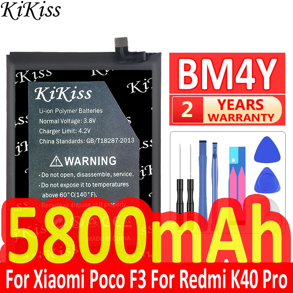 5800mAh KiKiss Puternic Baterie BM4Y Pentru Xiaomi Poco F3 Pentru Redmi K40 Pro K40Pro 0