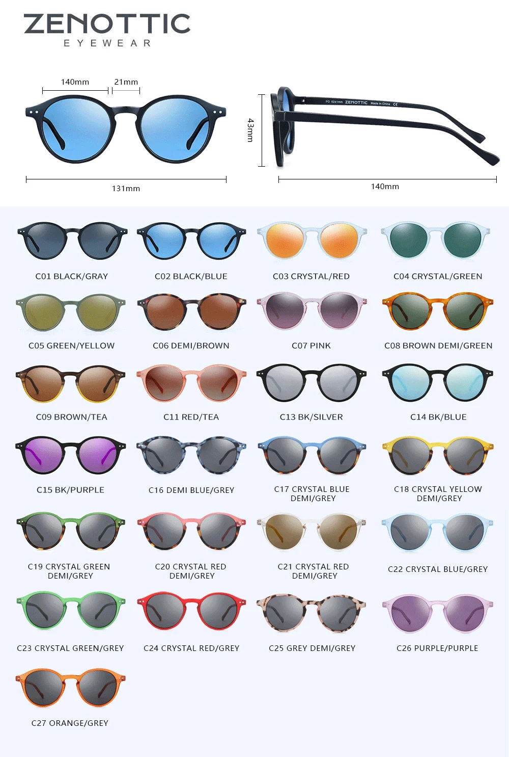 ZENOTTIC Moda ochelari de Soare Polarizat Cadru Rotund Ochelari de Soare Pentru Femei Conducere Polaroid UV400 ochelari de Soare Vintage Ochelari de Nuante 3