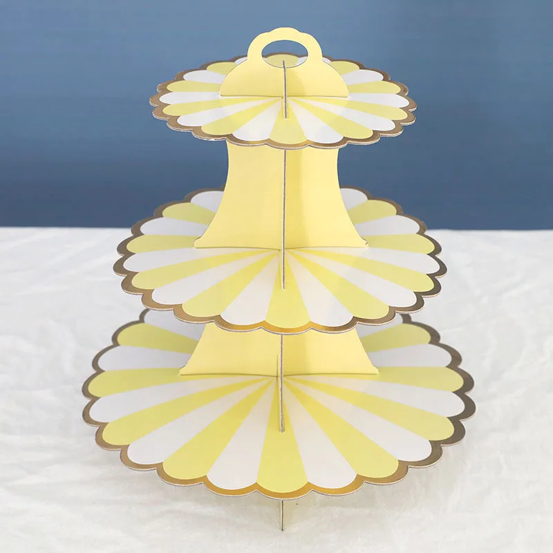 3 Tier Cupcake Suport de Hârtie Solid cu Dungi Ambalaje Cupcake Decoratiuni pentru Nunta, Ziua de naștere Petrecere de Vacanță Desert Masă Consumabile 4