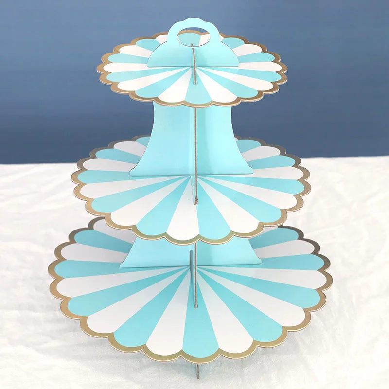 3 Tier Cupcake Suport de Hârtie Solid cu Dungi Ambalaje Cupcake Decoratiuni pentru Nunta, Ziua de naștere Petrecere de Vacanță Desert Masă Consumabile 5