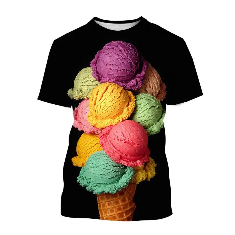 Vara Noi Gourmet inghetata de Imprimare 3d Bărbați Femei Copii T-shirt Casual Street Style Respirabil Lumina Sportive de Top 0
