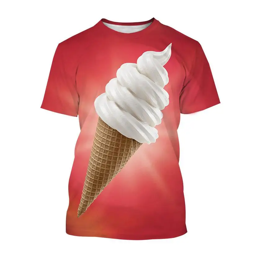 Vara Noi Gourmet inghetata de Imprimare 3d Bărbați Femei Copii T-shirt Casual Street Style Respirabil Lumina Sportive de Top 3