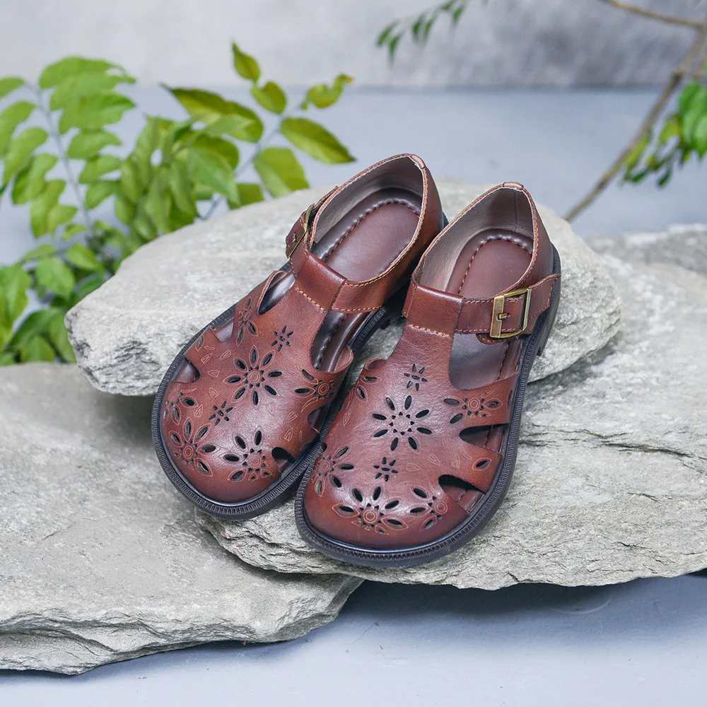 Careaymade-piele naturala sandale pentru Femei, Original, manual de sex Feminin pantofi scobite personalizate retro stil simplu, sandale 0