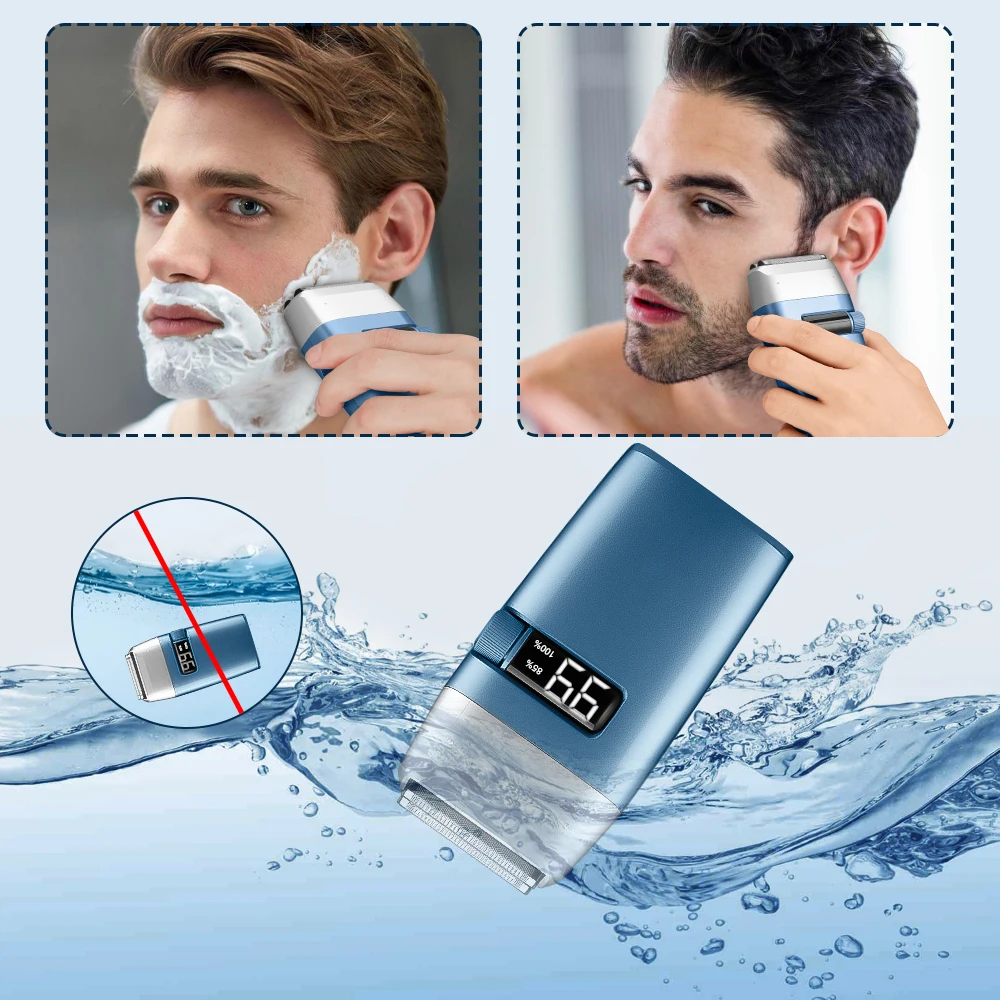 SENIGNOL 2 in 1 aparat de Ras Electric Reincarcabil Tuns Barba Aparatul de Ras pentru Bărbați Lavabil cu Piston de Ras Cu Display LCD 4