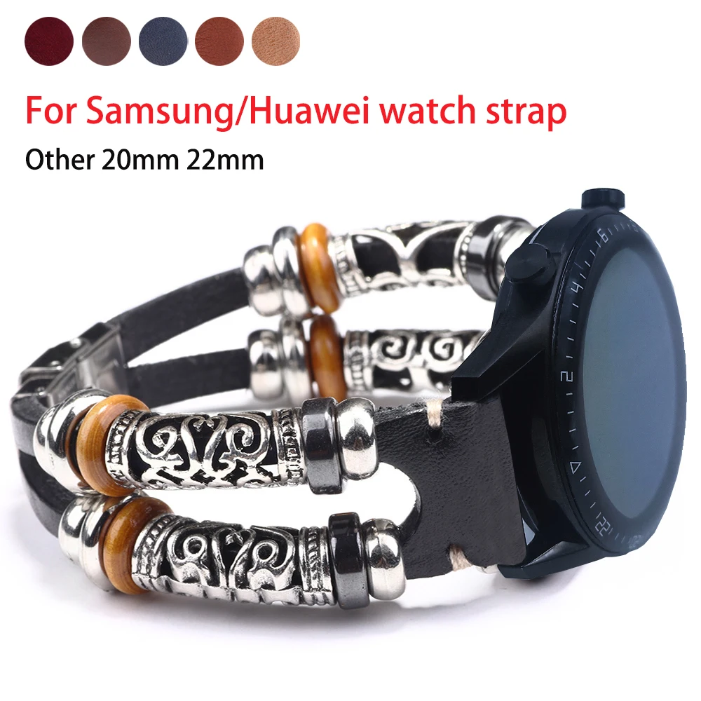Ceas din piele Trupa pentru Huawe Ceas GT2 46mm GT 2 Pro/2e Curea pentru Samsung Galaxy Watch 3 41mm/Active Reale Retro Manual Trupa 0