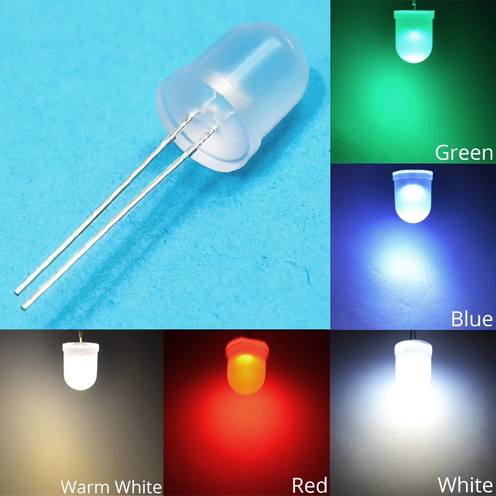 500pcs 10mm Min Difuză Dioda Led Alb Roșu Verde Albastru Galben Lampă Ultra Luminos Diodă LED Bec Lumina de Diode Lampa verde produs 1