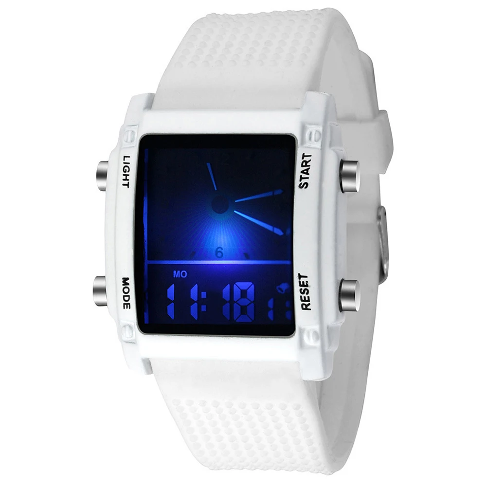 Cuplu Cronograf Luminos Ceas Digital Inovare Dual Display Iubitorii de Alarmă în Caz de Dreptunghi Curea Silicon часы унисекс 1