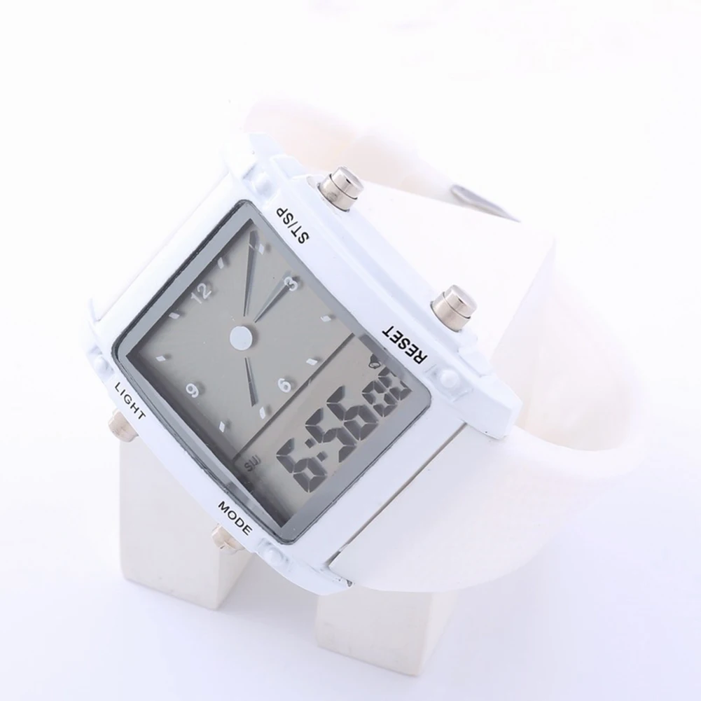 Cuplu Cronograf Luminos Ceas Digital Inovare Dual Display Iubitorii de Alarmă în Caz de Dreptunghi Curea Silicon часы унисекс 5