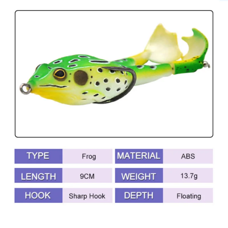 10BUC Topwater de Pescuit Nada Dublă Elice Frog Soft Bait 90mm/13.7 g Artificiale Popper Pescuit 2