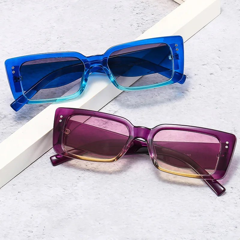 DECI&EI de Moda Mic Dreptunghi Colorat ochelari de Soare Femei Retro Gradient de Ochelari de Bărbați Ochi de Pisica Unghii Ochelari de Soare Nuante UV400 1