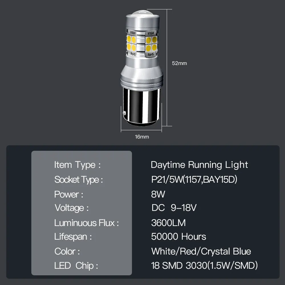 2x P21/5W BAY15D 1157 Zi cu LED-uri Lumina DRL Lampa Bec Canbus Pentru Skoda Octavia 3 MK3 A7 5E 2014 2015 2016 2017 2018 2019 1