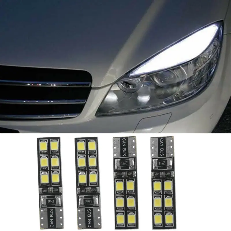 4buc DC12V Lumini Auto Bec LED fara Eroare Spranceana Pleoapa Lampa Pentru Mercedes-Benz W204 C300 C350 T10-12SMD-2835 6000K Alb 1