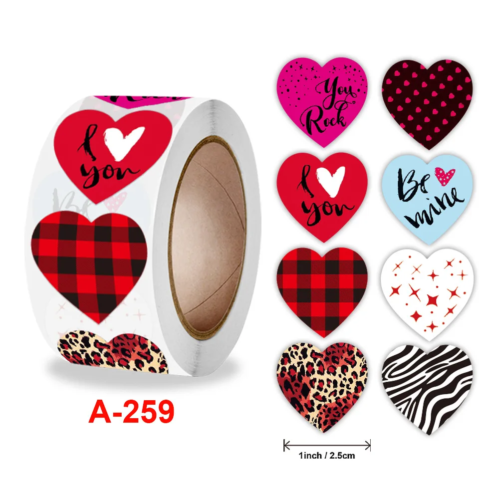 50-500pcs Ziua Îndrăgostiților Inima Autocolante Etichete autoadezive DIY Scrapbooking Plicuri Sigilate Papetărie Autocolante 1