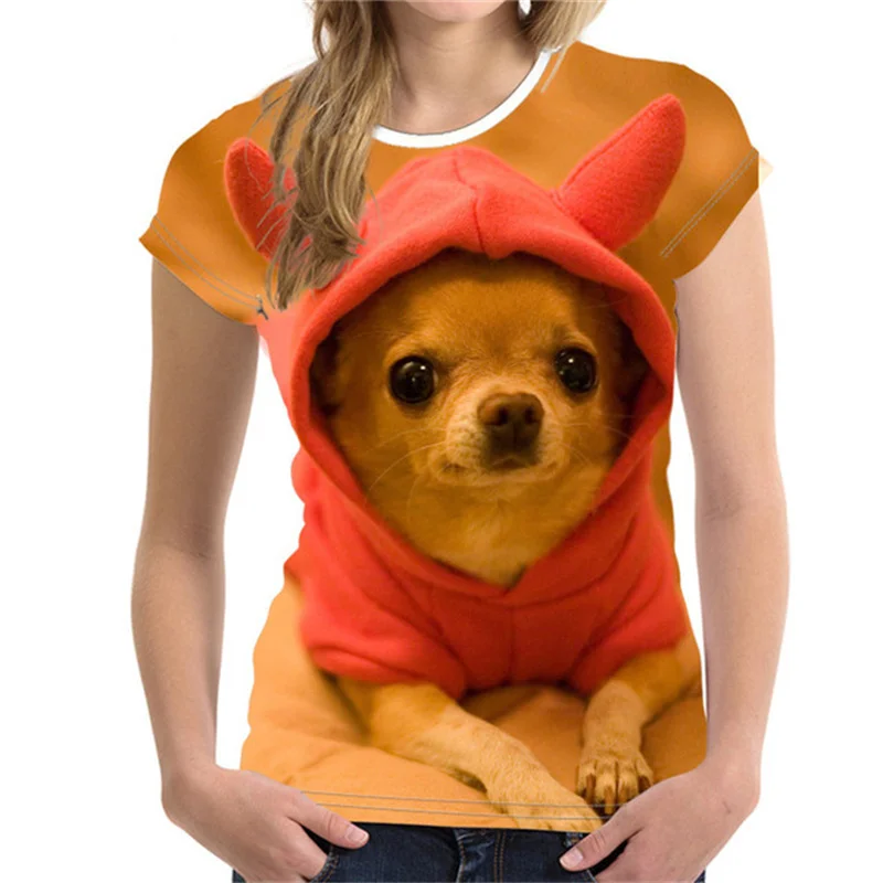 Femei T Shirt Moda Drăguț Câine Puppy3D Imprimare Doamnelor Fete Tricouri Animal Harajuku O-Gat Maneci Scurte Haine de Vara Topuri 3