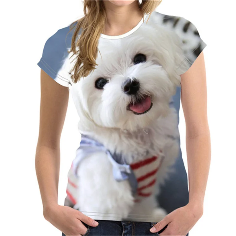 Femei T Shirt Moda Drăguț Câine Puppy3D Imprimare Doamnelor Fete Tricouri Animal Harajuku O-Gat Maneci Scurte Haine de Vara Topuri 4