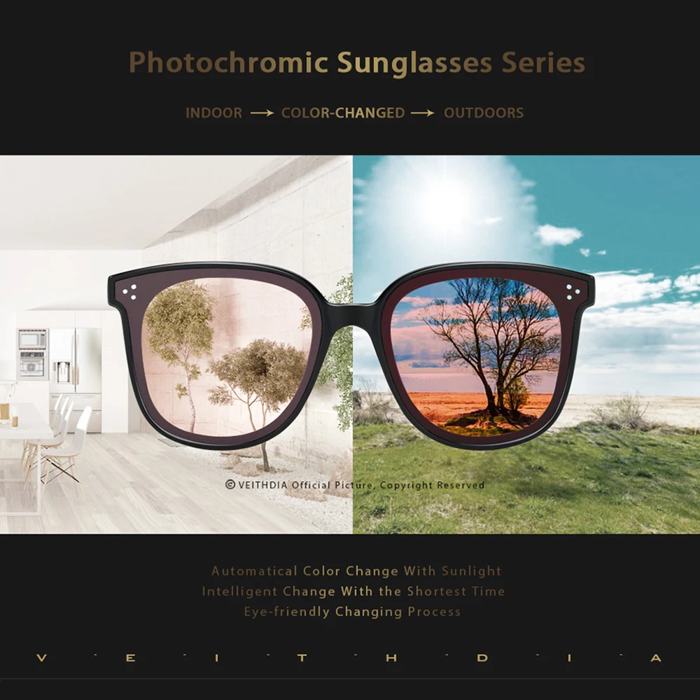 VEITHDIA Designer de Brand Unisex de Lux ochelari de Soare Polarizat UV400 Lentile Fotocromice de Epocă pentru Bărbați Ochelari de Soare Pentru Femei V8510 4