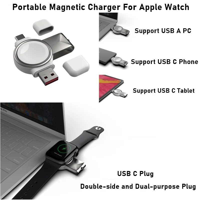 Portabil Magnetic Wireless Incarcator pentru Apple Watch 7 6 5 4 3 2 1 Rapid de Încărcare Pad Stație pentru Samsung Galaxy Watch S3 S4 Active 2